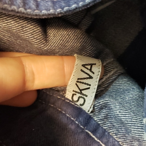 vintage high waist jeans SKIVA indigo denim pants with houses stitched on - Picture 10 of 12